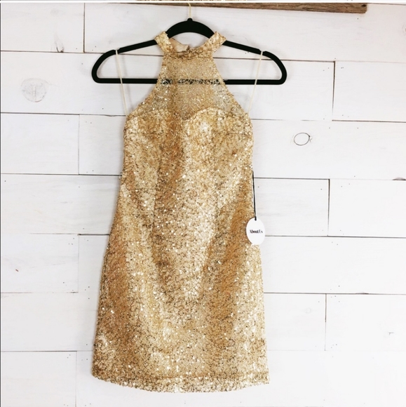Homecoming Glittery Halter Mini Dress - Picture 2 of 3